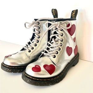 Dr. Martens Junior 1460 Glitter Star Patten Lace Up Boots - Size Little Girls 13